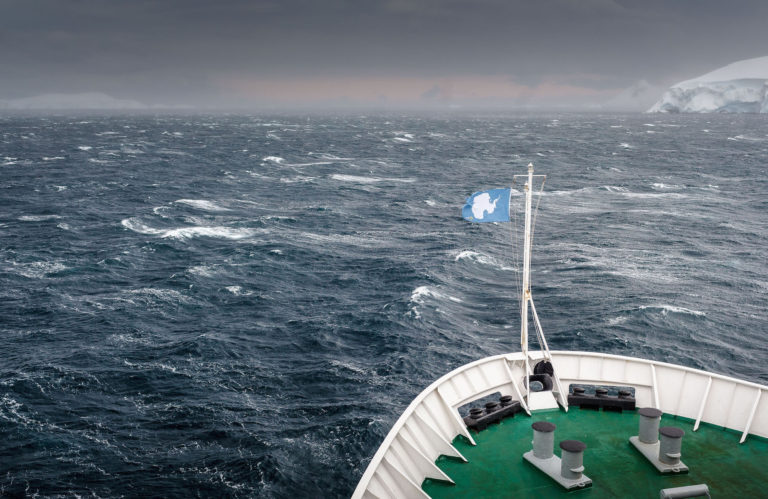Drake Passage expedition ship crossing rough Antarctic seas
